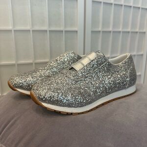 Silver Glitter Slip-On Sneakers